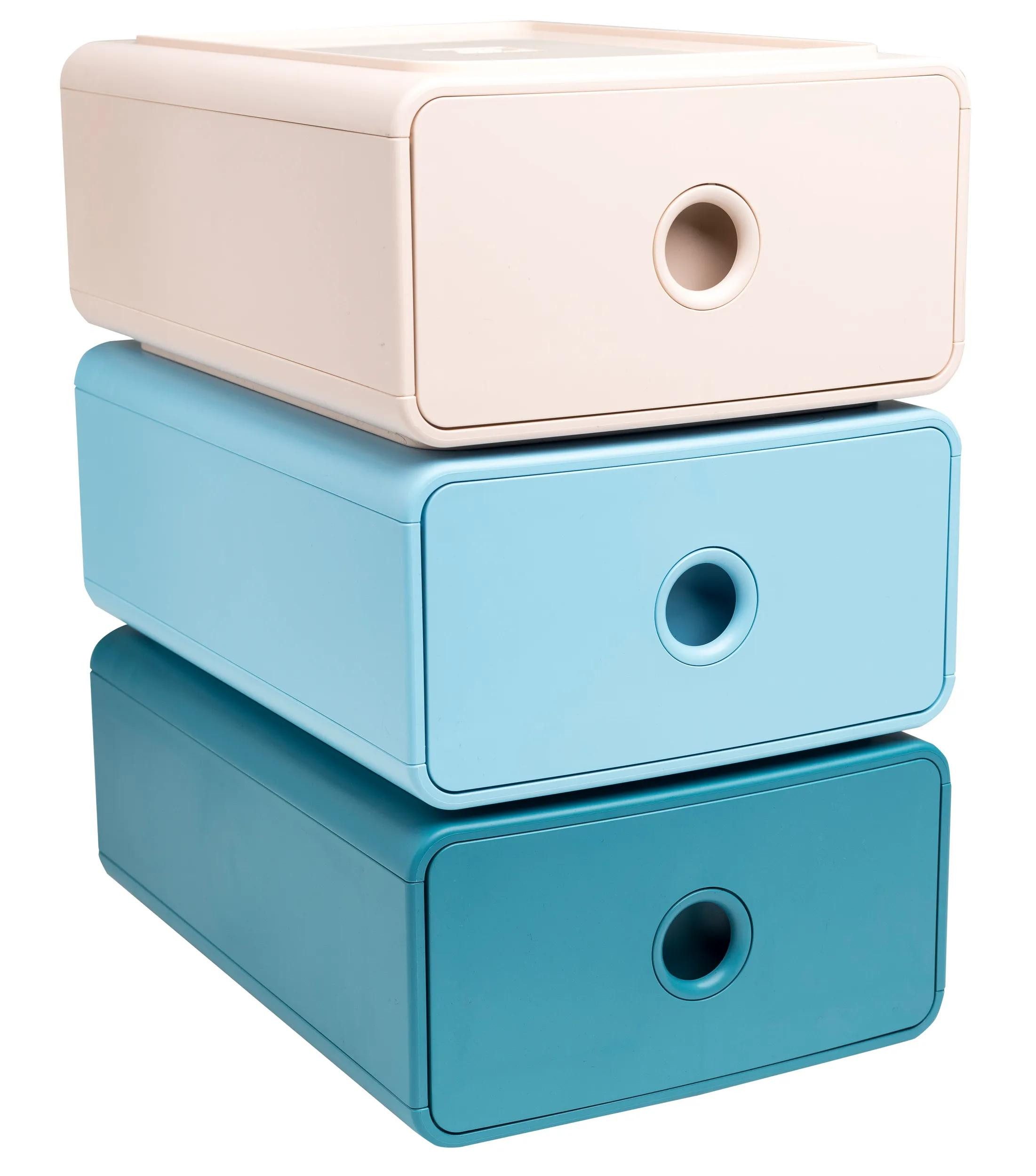 EXACOMPTA Aufbewahrungsbox 3x Ablagemodul Tiny Box, 1 Schublade, Skandi - Farben sortiert 315406D, Boxen stappelbar