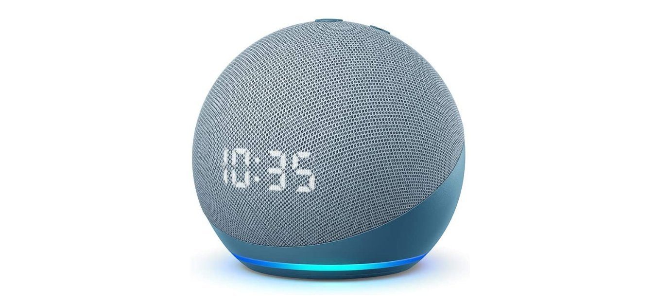 Amazon Echo Dot mit Uhr (4. Generation) blau Sprachgesteuerter Lautsprecher (Bluetooth, WLAN (WiFi), A2DP Bluetooth, AVRCP Bluetooth, Umfasst Datenschutz- und Kontrollmaßnahmen auf mehreren Ebenen)