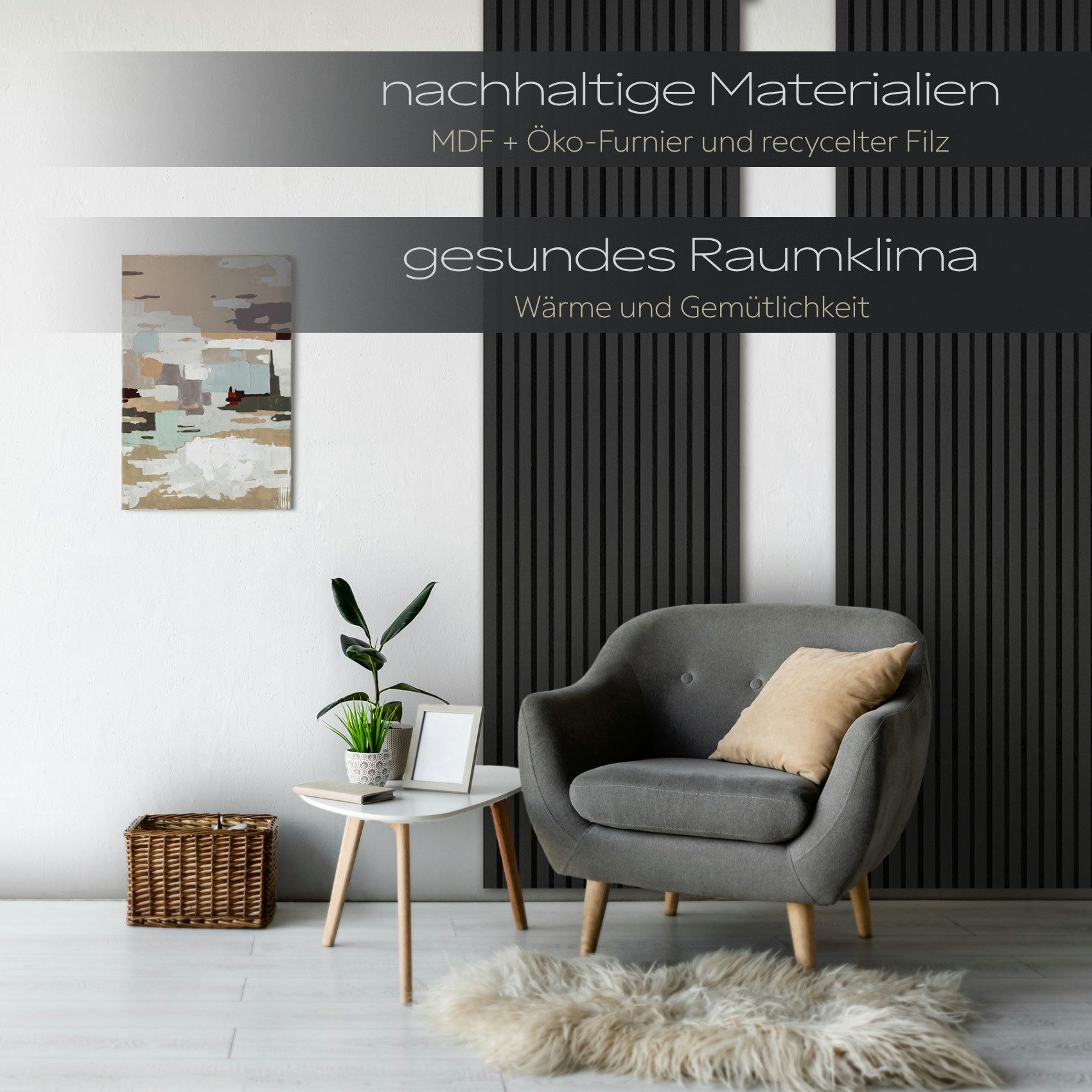 Hexim Wanddekoobjekt (Akustikpaneele 278x60cm Holz Comfort - flexible Holzpaneele Platten Lamellenwand MDF Wandpaneele Lamellenverkleidung Wandverkleidung schal – Bild 5 von 5