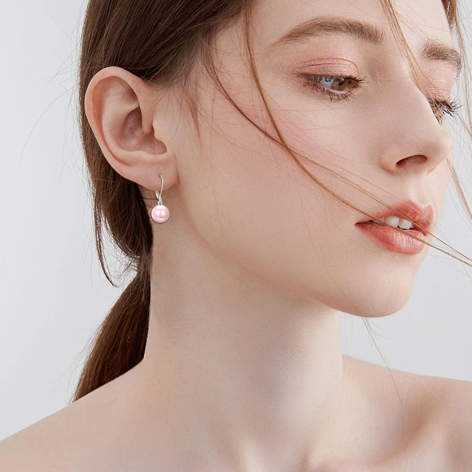 LuxusKollektion Perlenohrringe Ohrringe Perle Sterling Silber Hängend Damen Geschenke Rosa Perle