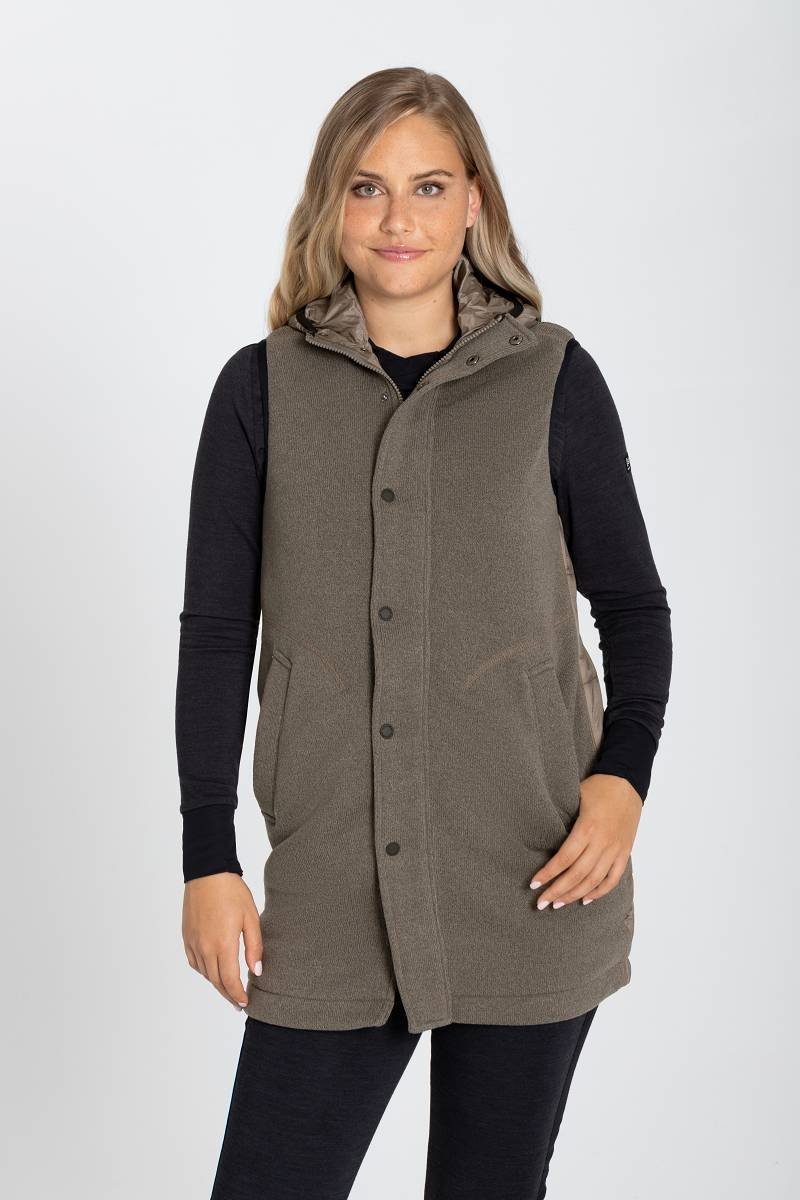 SUPER.NATURAL Sweatweste Merino Jacke W COMBUSTION WAISTCOAT lässiger Style, feinster Merino-Materialmix