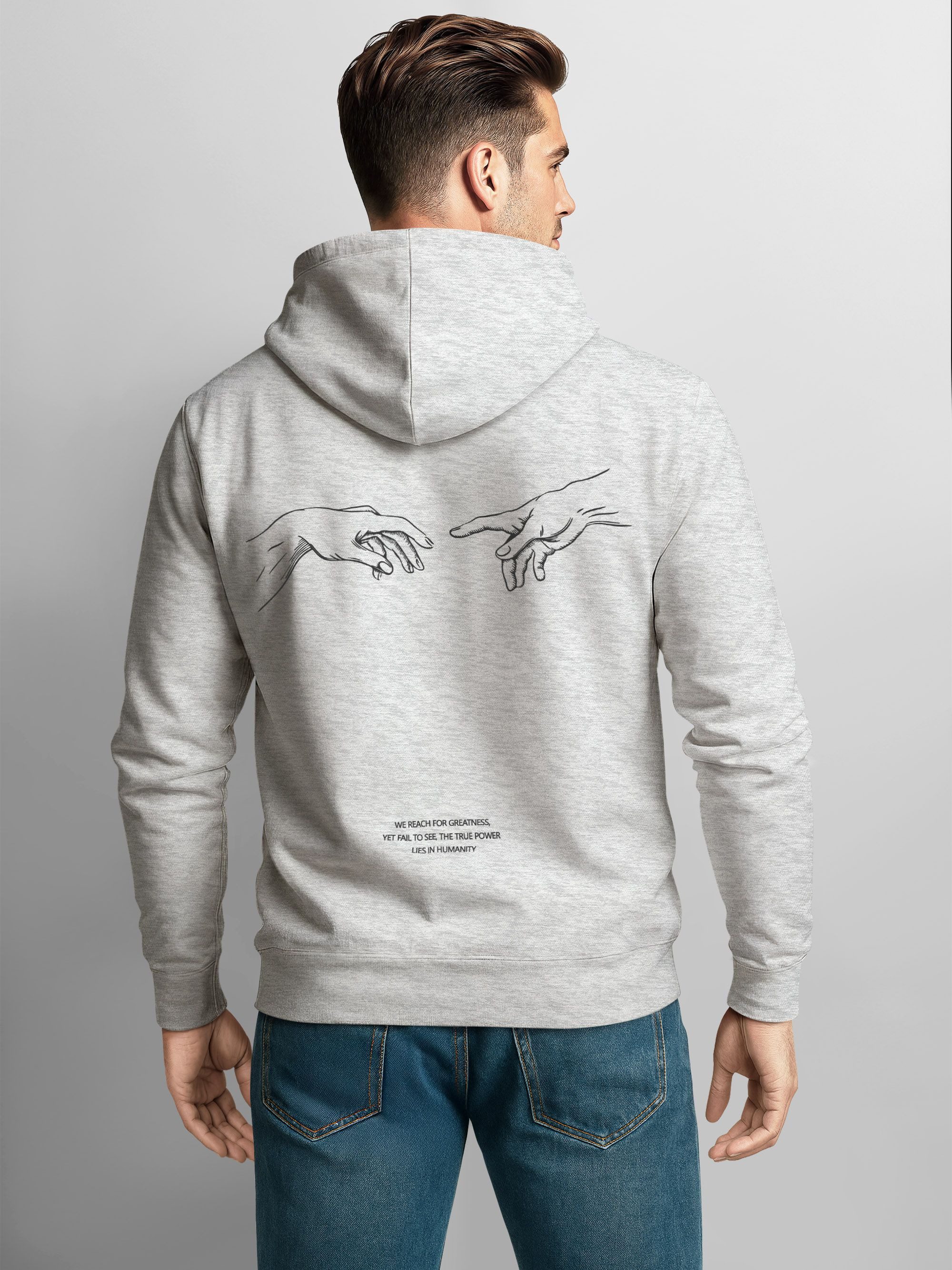 Neverless Hoodie Neverless® Hoodie Backprint Herren Michelangelo Hände Line günstig online kaufen