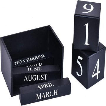Lubgitsr ewige Kalender Ewiger Tischkalender aus Holz, Blöcke, Schreibtischzubehör, Holzkabine