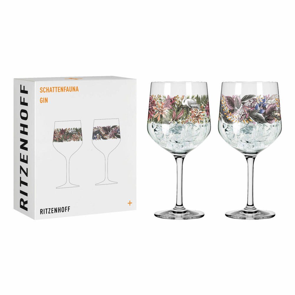 Ritzenhoff Cocktailglas Schattenfauna Gin-Kelch 2er-Set 001, Kristallglas, Made in Germany