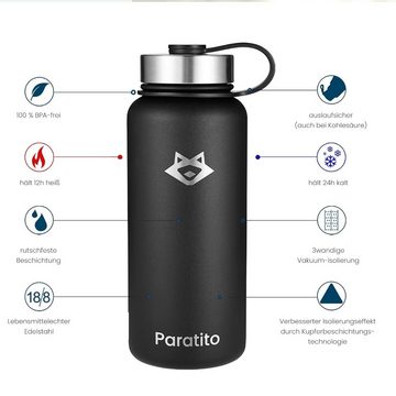 Paratito Isolierflasche Paratito® Strohhalm Bundle, isolierflasche mit strohhalm, edelstahl, bpa frei, trinkflasche