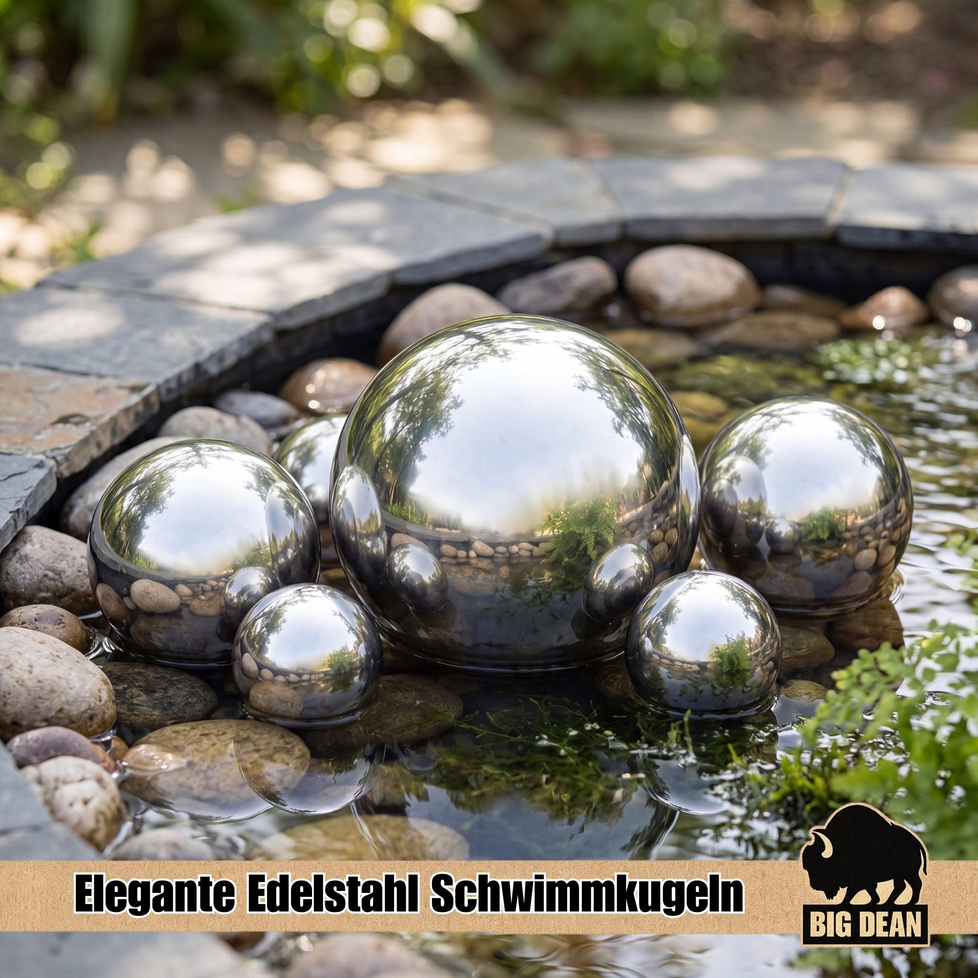 BigDean Fertigteich Brunnen Miniteich Komplettset mit Schale & Teichkugeln, (Set, 7-tlg), UV-beständig, Wetter- und frostfeste Materialien, Made in Europe – Bild 3 von 5