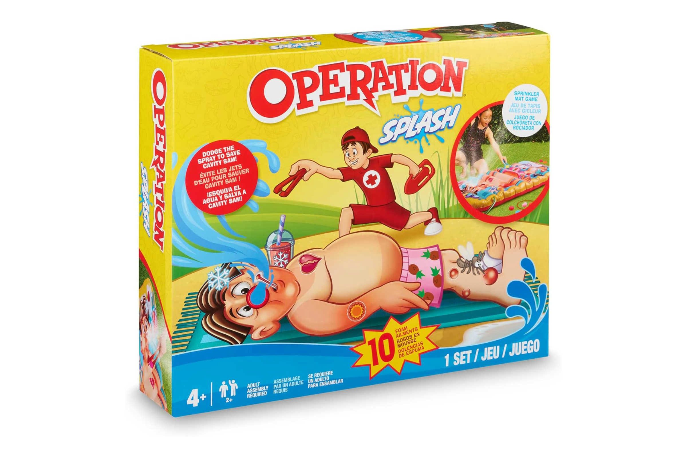 Hasbro Spiel Operation Splash – lustiges Geschicklichkeitsspiel mit Wasser-Action, Hasbro Operation Splash, Mit 5 Schaumstoff Krankheiten & großem Rettungsring