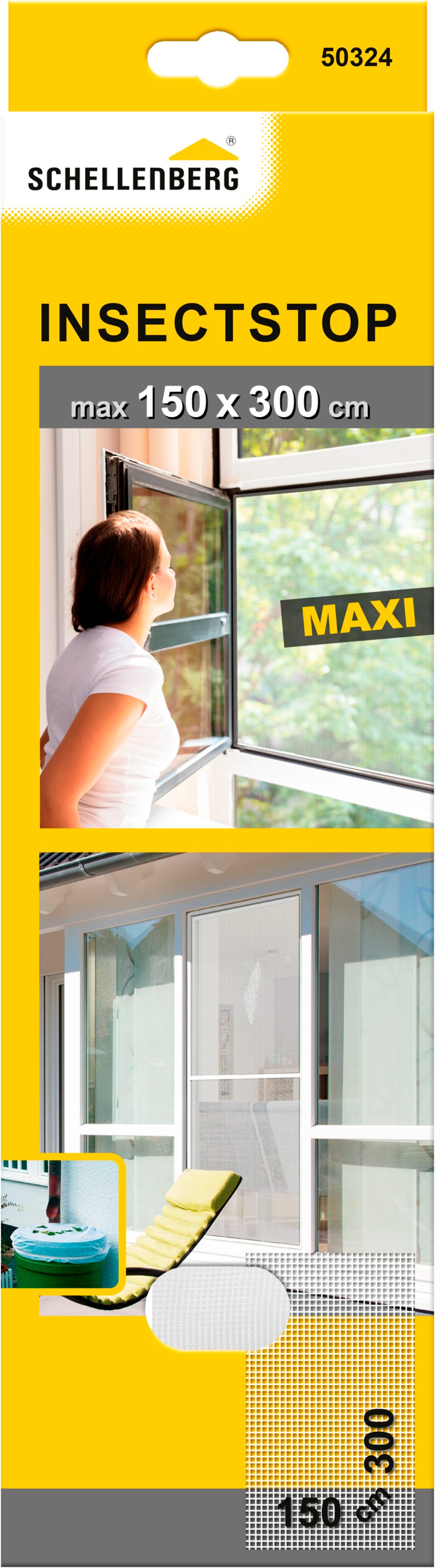SCHELLENBERG Fliegengitter-Gewebe Maxi für große Fenster, (Packung, 1-St), Insektenschutz und Mückenschutz, 150 x 300 cm, anthrazit und weiß