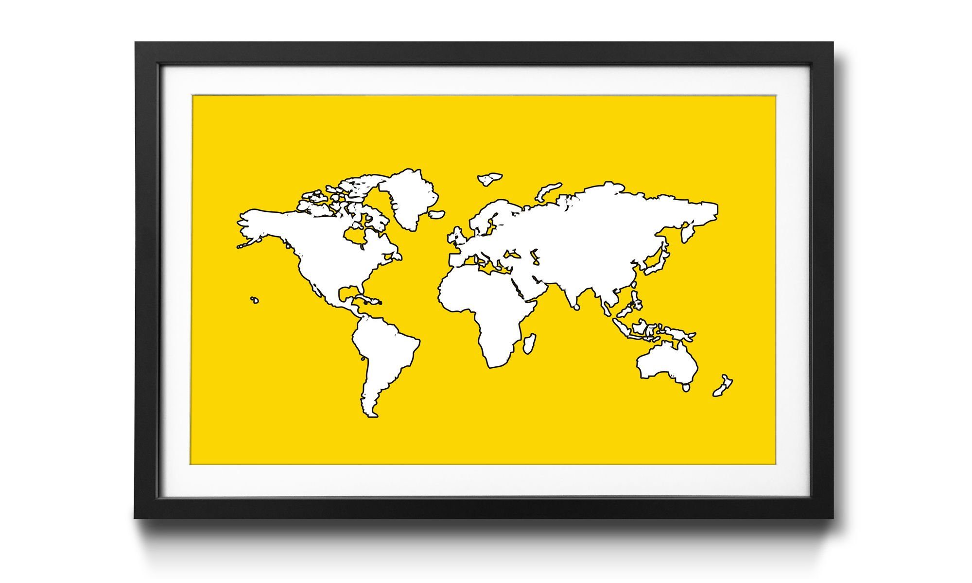 WandbilderXXL Kunstdruck Map Of The World Yellow, Weltkarte, Wandbild, in 4 Größen erhältlich