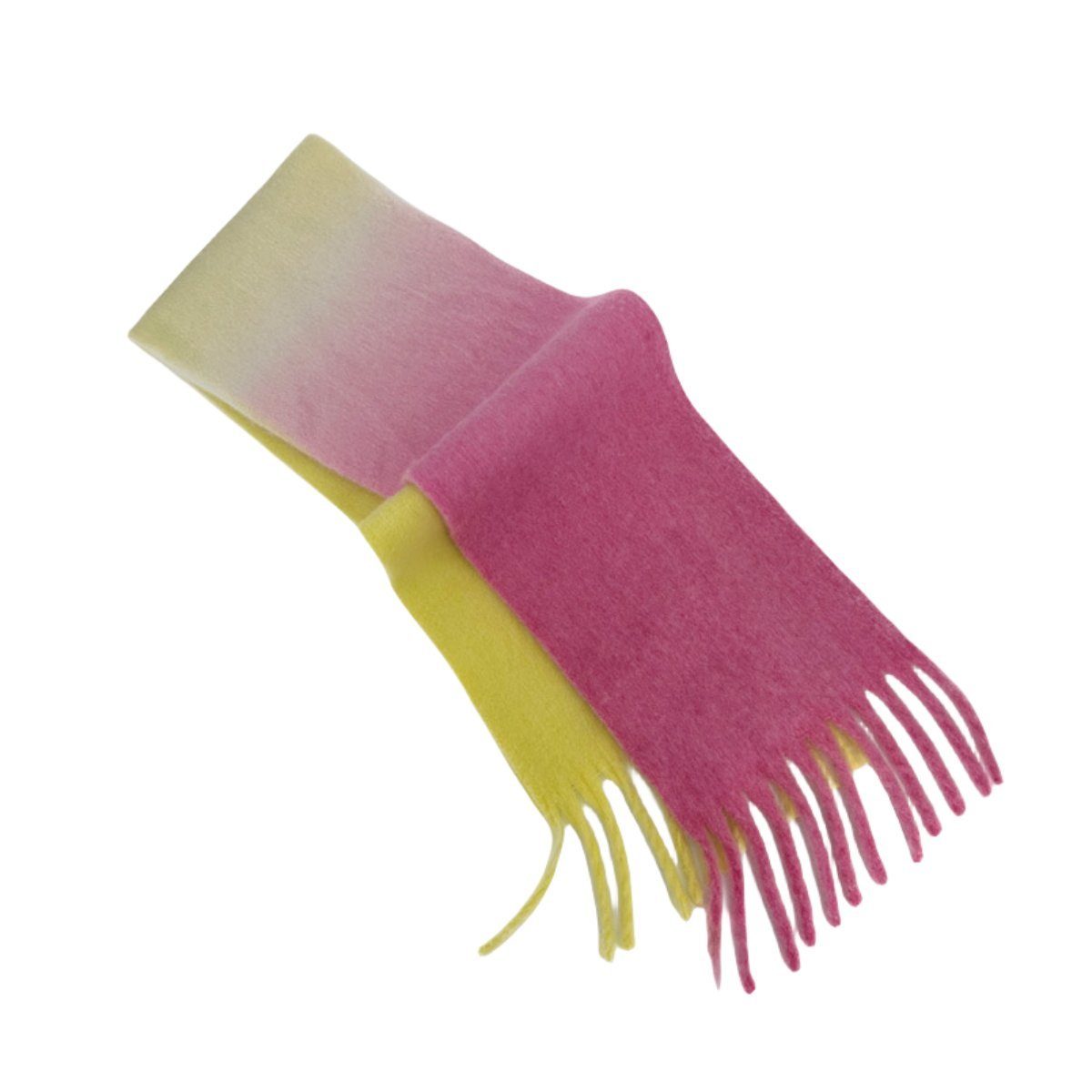 carefully selected Modeschal Handgewebter Ombre-Kontrastschal aus weicher Wolle für Damen rosagelb