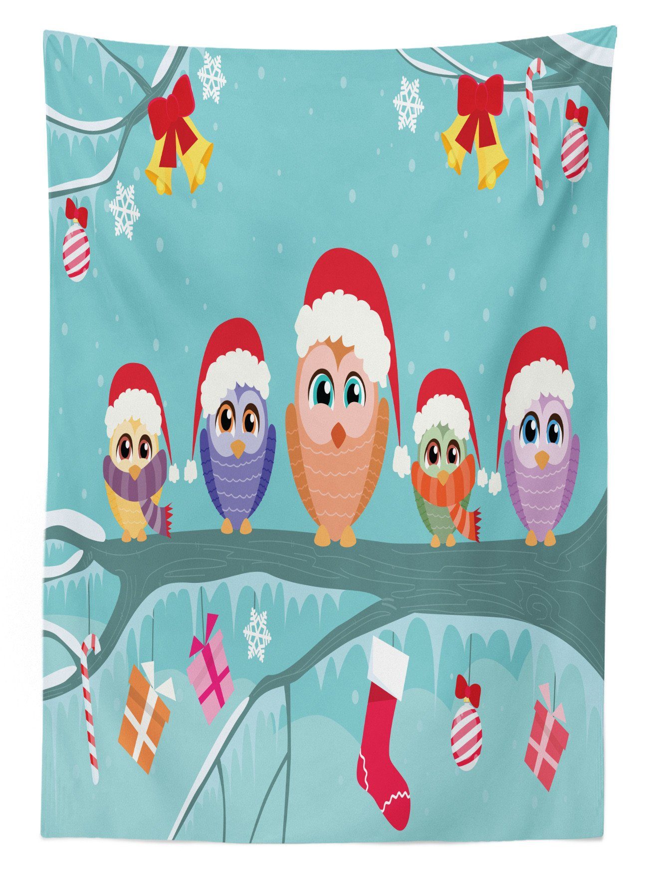 Abakuhaus Waschbar Klare Für geeignet den Tischdecke Owl Family Farben, Weihnachten Tree Außen Farbfest Bereich