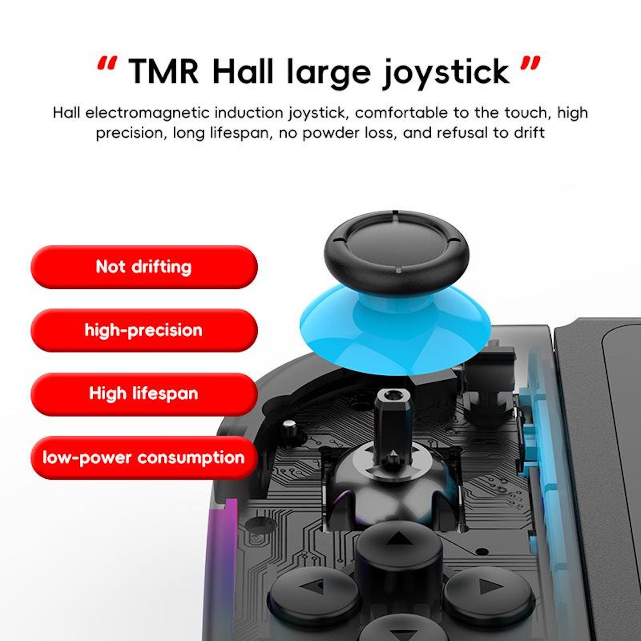 Wigento Für Nintendo Switch Split Controller mit Hall Joysticks RGB Schwarz Switch-Controller (Hall Effect Joysticks, 6-Achsen-Sensor, RGB-Beleuchtung)
