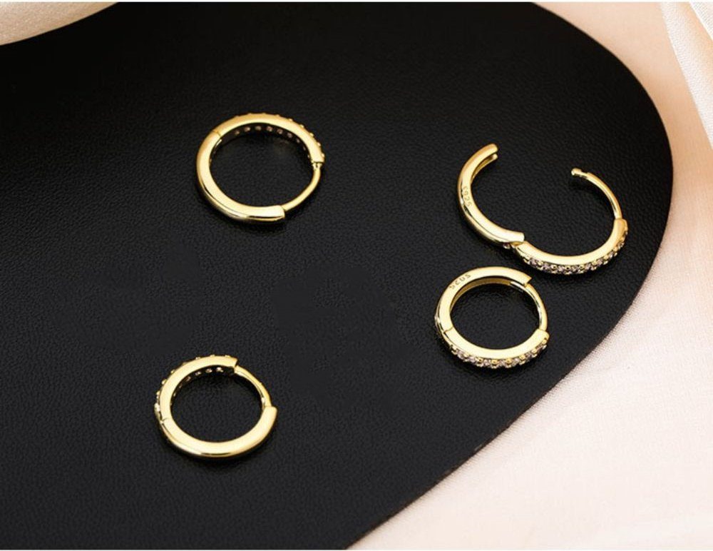 SOTOR Ohrhänger-Set Glitter Diamant Ohrringe 13mm + 16mm Zwei Paar Ohrringe, Gold Farbe (2-tlg)