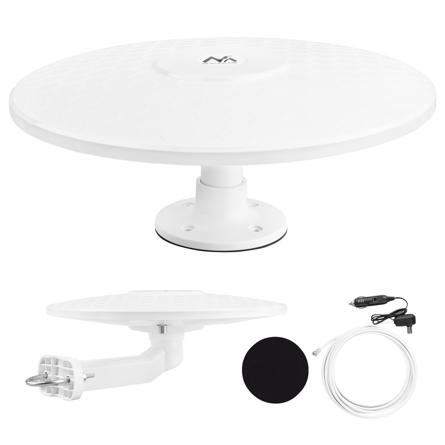Maclean MCTV-103 DVB-T2 12V aktive terrestrische Antenne für Wohnmobile Camping Sat-Anlage (DVB-T2, DVB-T, Verstärkung: 44 dB), Rundstrahl-Antenne