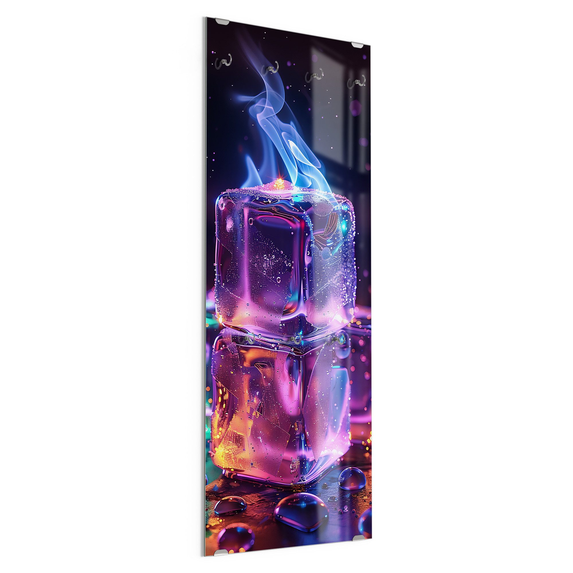DEQORI Kleiderhaken 'Frost und Flamme', Glas Garderobe hängend Flur Jackenhalter modern Wandgarderobe Haken