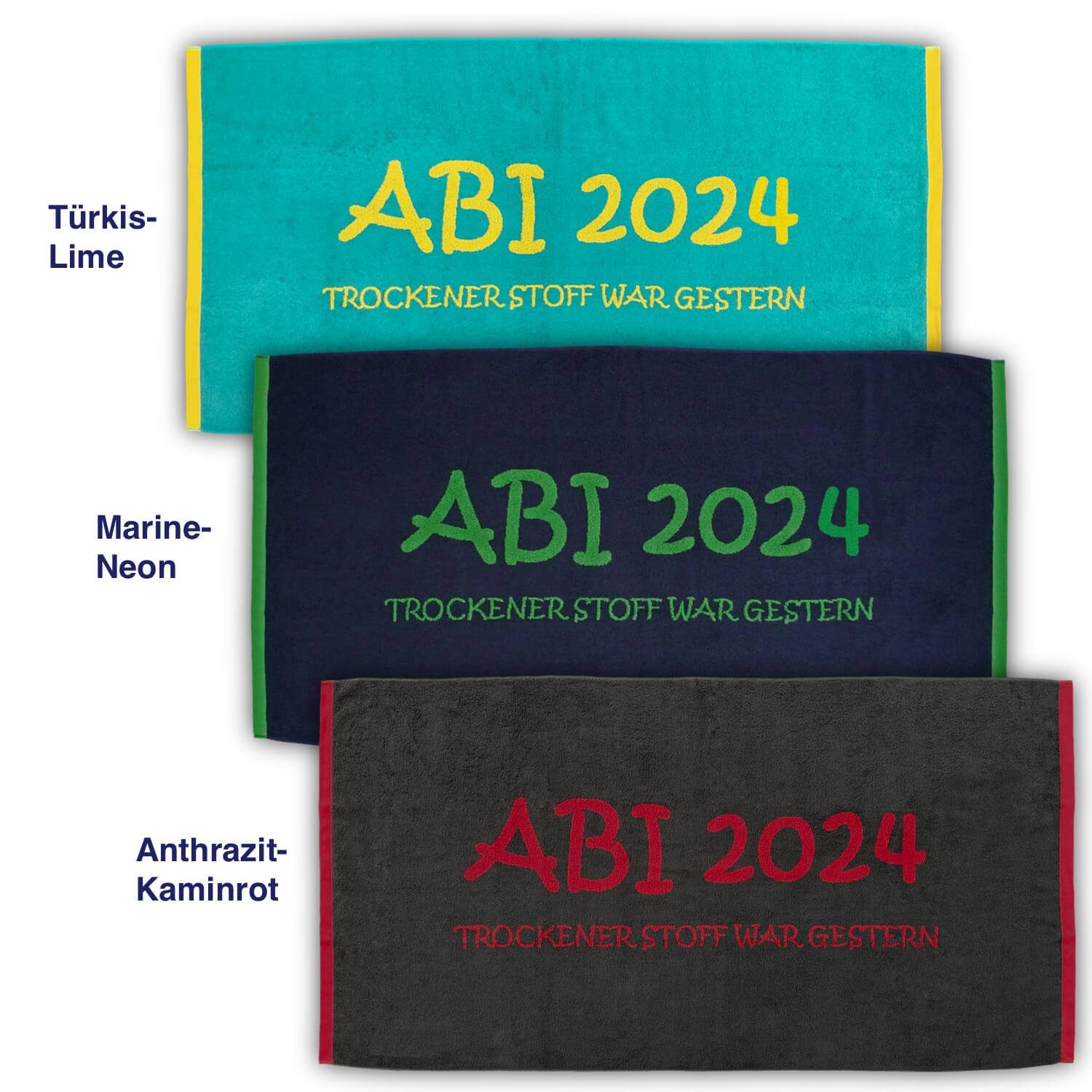 ESPiCO Strandtuch Strandlaken ABI 2024 Anthrazit Kaminrot, Baumwolle (1-St), Abituch, Abilaken, Strandbadetuch, Geschenk