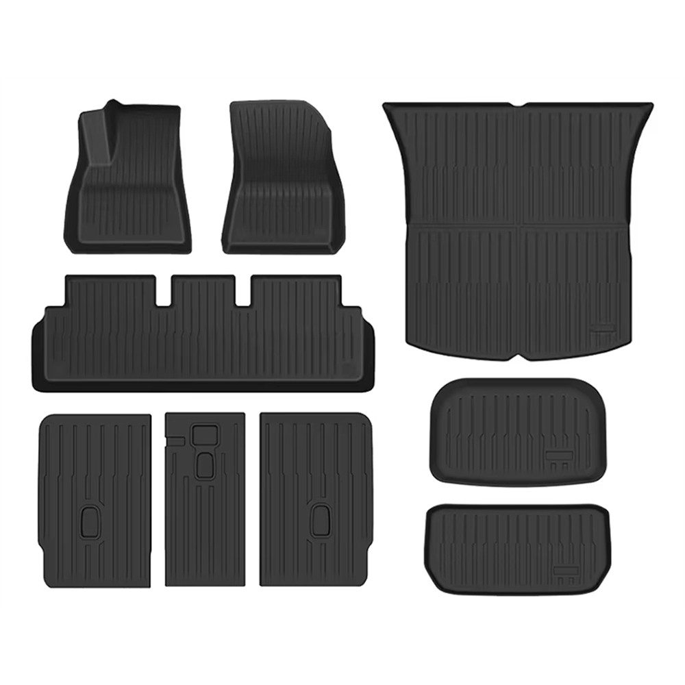 AUDEW Auto-Fußmatten 9tlg TPE Innenraum- & Kofferraumschutz Automatten Zubehör, für Tesla Model Y Launch 2025+ Tesla Model Y Launch 2025+, Wasserdicht, Rutschfest