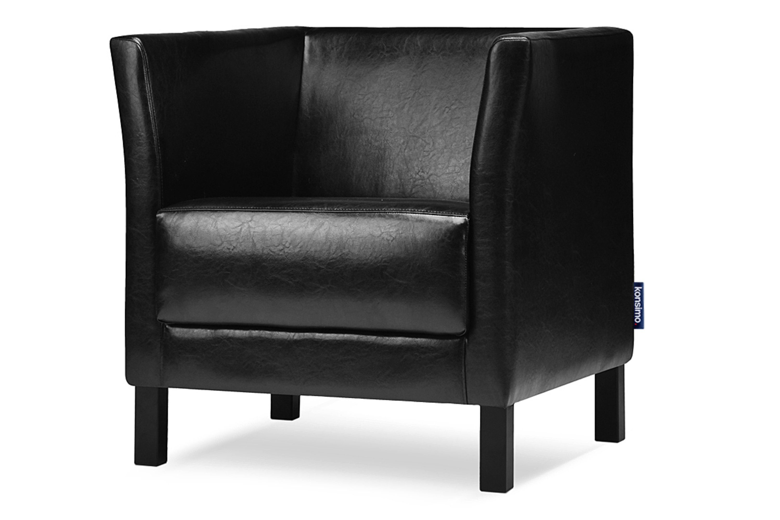 Konsimo Sessel ESPECTO Sessel, hohe Massivholzbeine, weiche Sitzfläche und hohe Rückenlehne, Kunstleder schwarz | schwarz | schwarz
