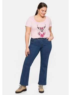 Sheego Bootcut-Jeans Große Größen im Trachtenlook mit abknöpfbarem Latz