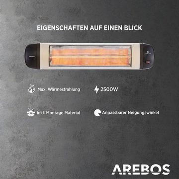 Arebos Heizstrahler Infrarot 2500 W, IP34 Schutzart, Wandmontage