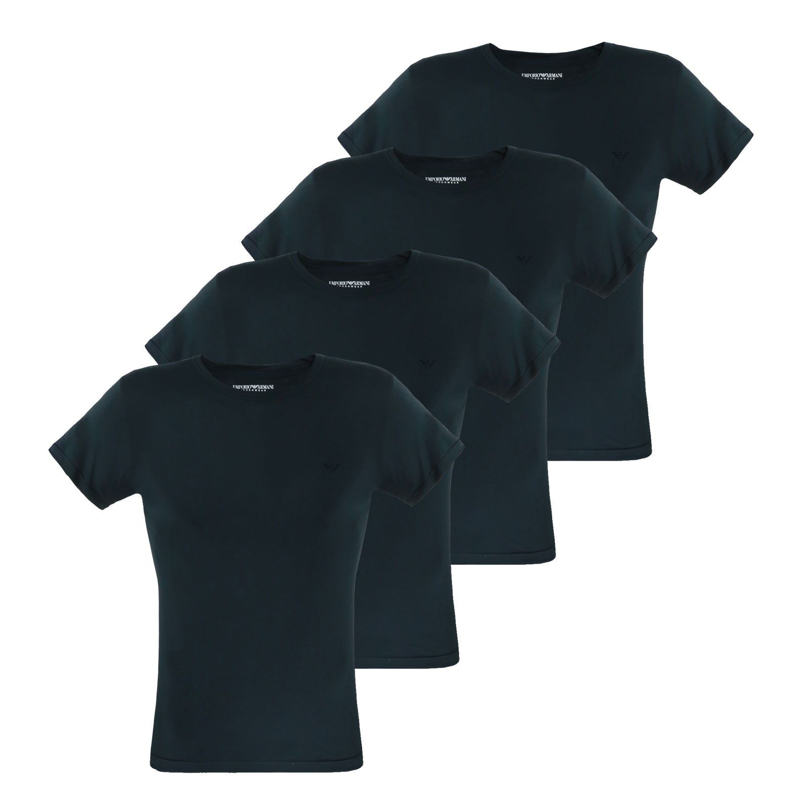 Emporio Armani Unterziehshirt Crew-Neck Pure Cotton (4-St) mit kleinem Logo auf der linken Brust 27435 marine | Unterhemden