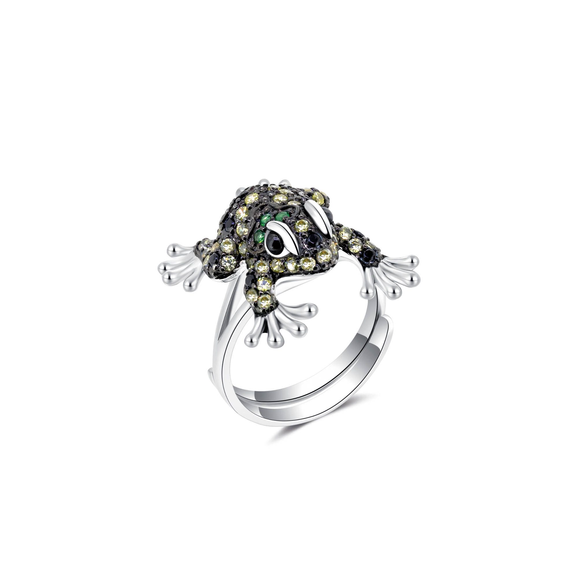 Seinerzeit FLORA & FAUNA Silberring Joey Frosch Ring (1-tlg), Material: 925 Sterling Silber, rhodiniert, geschwärzt