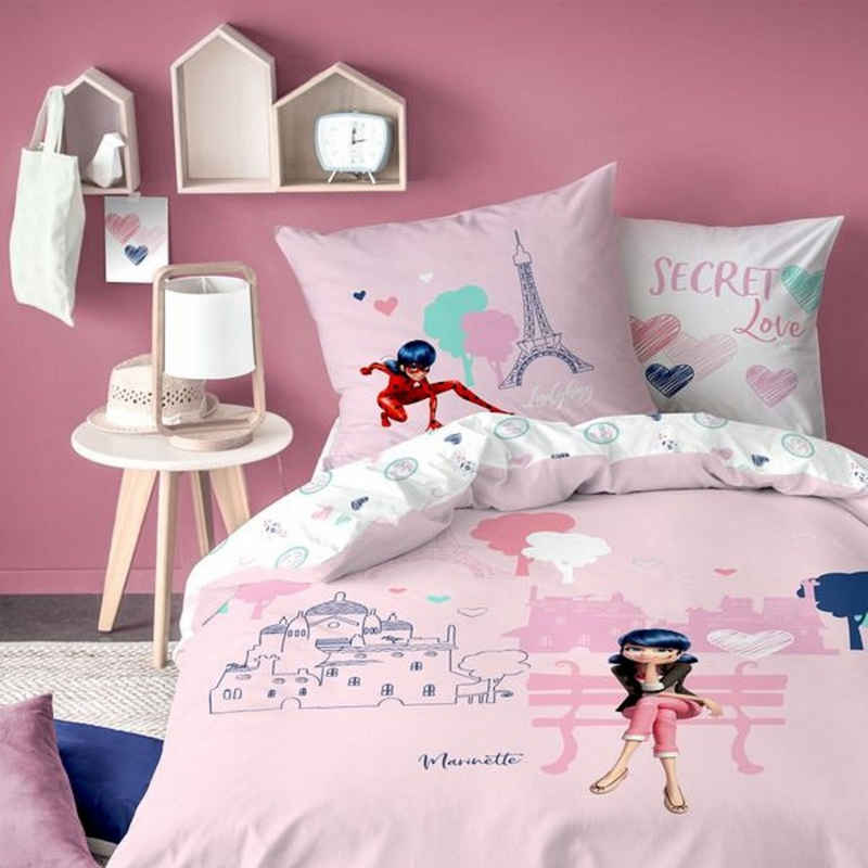Kinderbettwäsche »Mädchen Bettwäsche Miraculous Ladybug Secret rosa 135 x 200 cm 100%Baumwolle«, CTI