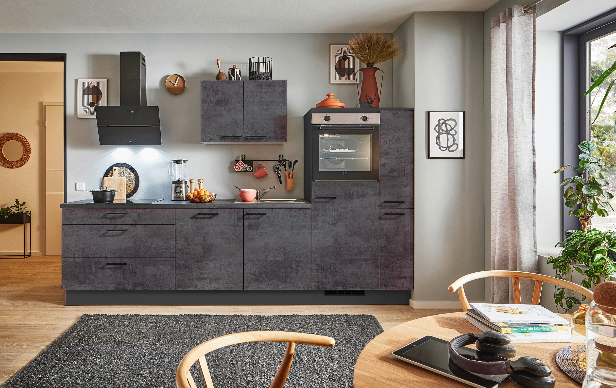 pino Küchenzeile Stockholm, individuell anpassbar, gratis Küchenplanung mit Profis, (Breite 290cm), vormontiert, wahlw. mit E-Geräten, Preis inkl. Lieferung & Montage