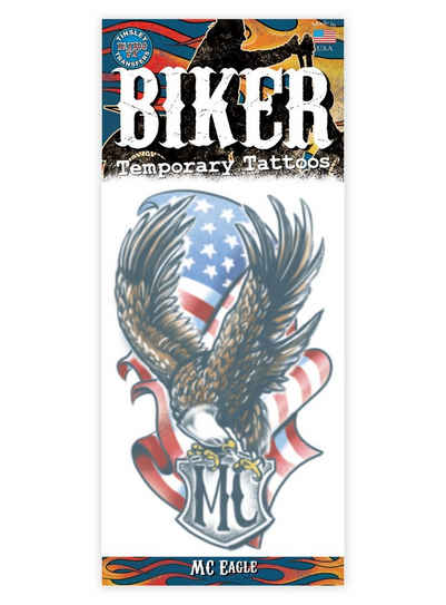 Tinsley Kostüm USA Biker Klebe-Tattoo, Temporäres Tattoo in beeindruckend realistischer Hollywood-Qualität