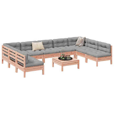 vidaXL Gartenlounge-Set 10-tlg. Garten-Sofagarnitur mit Kissen Massivholz Douglasie, (1-tlg)