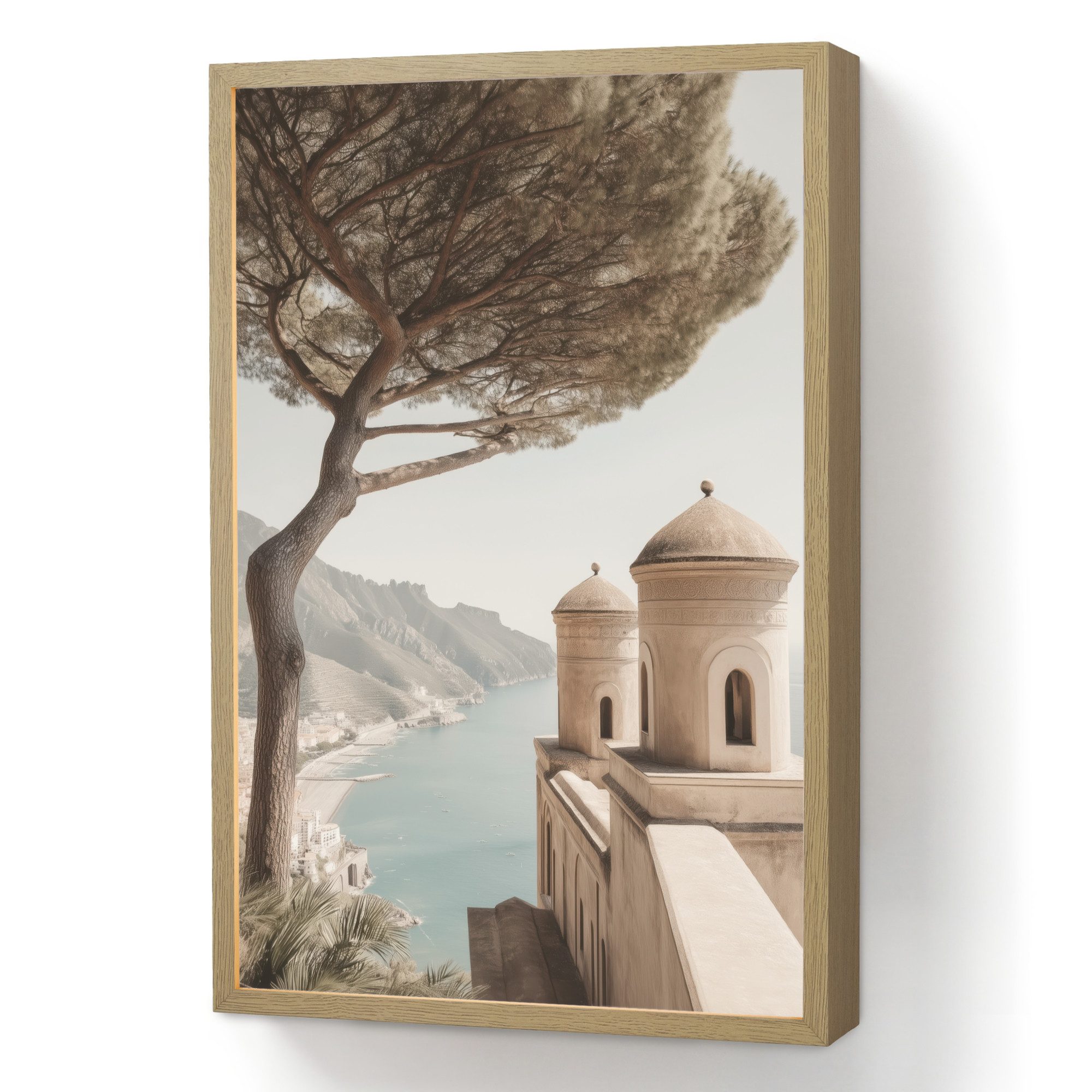 OnlyWow Wandleuchte Lightbox Küste - Klippe - Baum - Gebäude, Dimmbar, Farbwechsel, LED, Warmweiß, Kaltweiß, Neutralweiß Einstellbar, Wandlampe Innen, Dimmbar, Aufladbarer USB Akku, LED, Beleuchtung