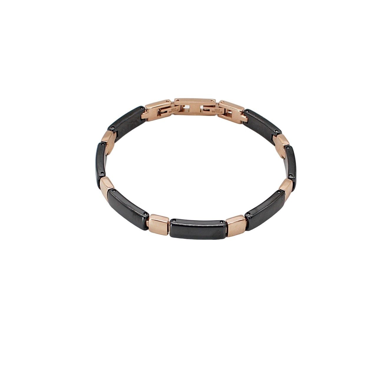 Gliederarmband Gliederarmband aus Keramik und Edelstahl schwarz & roségold Armband