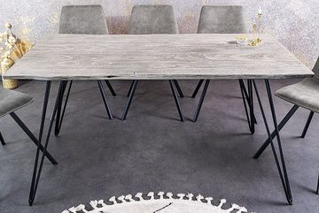 riess-ambiente Baumkantentisch SCORPION 140cm grau / schwarz · 2,5cm Tischplatte (Einzelartikel, 1-St), Küche · Akazie-Massivholz · Metall · Esszimmer · Hairpin Legs · Retro