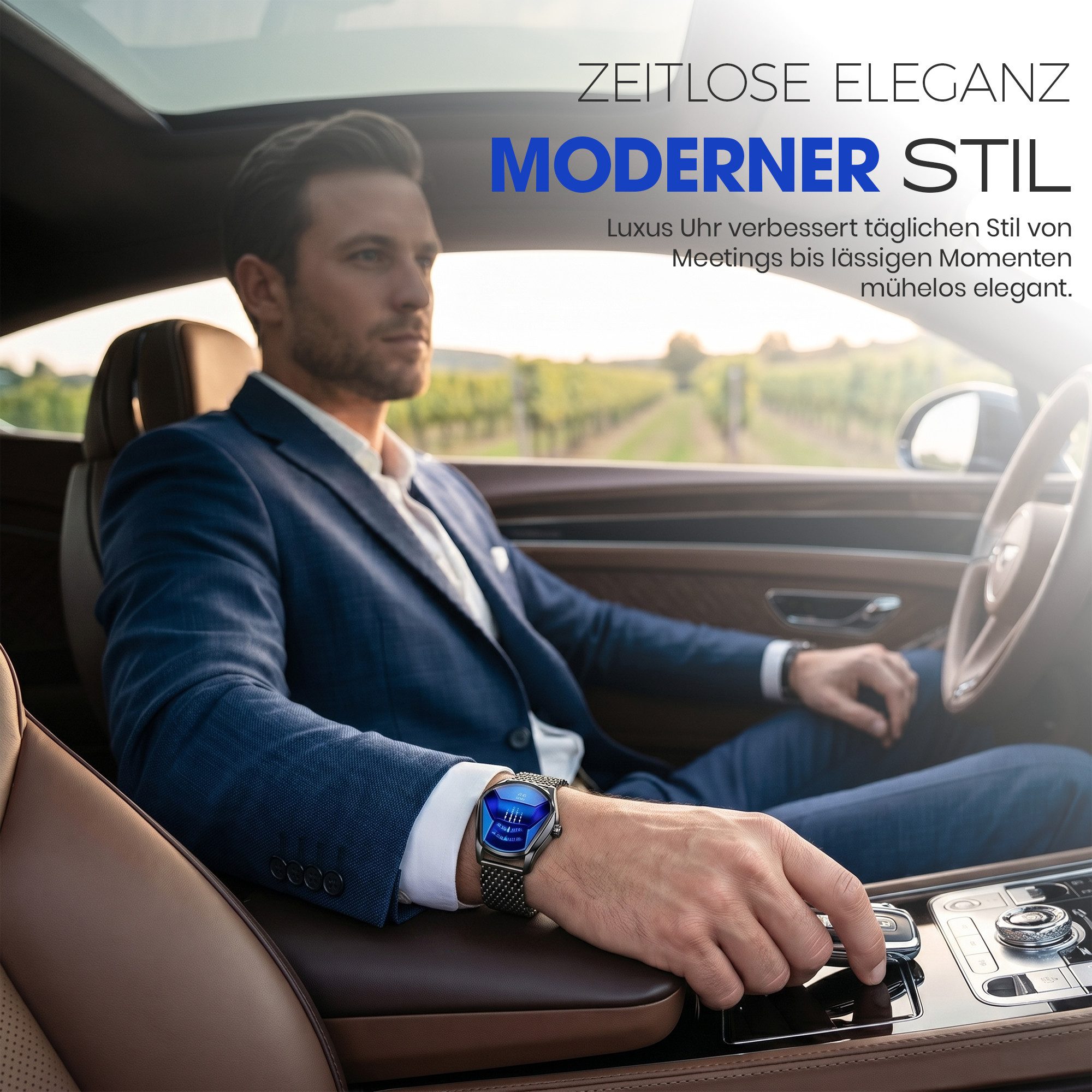 S&T Design Quarzuhr Herren Uhr Edelstahl Armbanduhr Herrenuhr, (Geschenkebox (Etui), inkl. Armbandkürzer & Etui), Männer Uhr 3Bar Wasserdicht Analog Geschenk