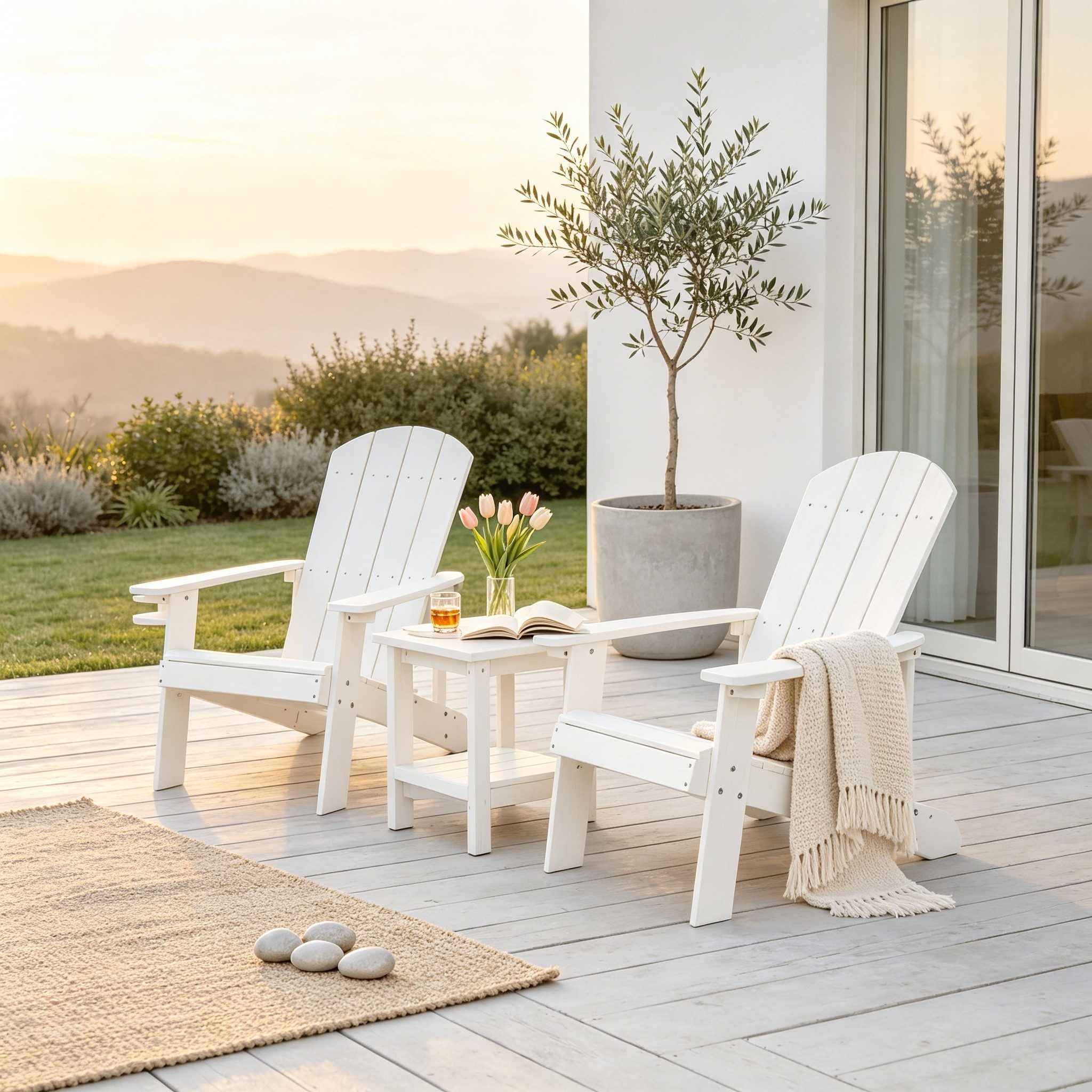 NJLyuhome Gartenstuhl Allwetter-Adirondack-Stuhl mit Getränkehalter & Ablagefach (1 St), Aus wetterfestem HIPS, pflegeleicht für Terrasse, Garten & Balkon