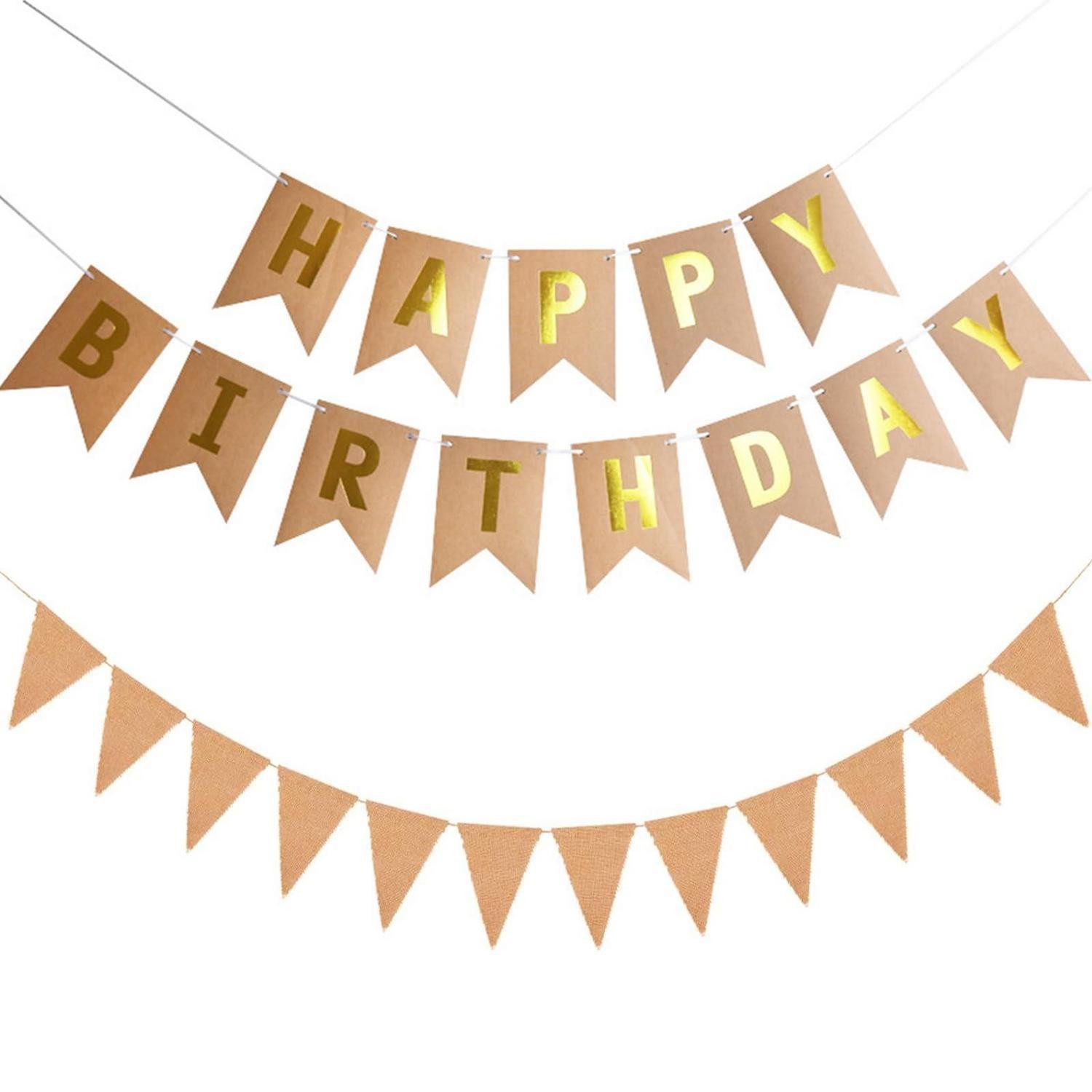 LuxusKollektion Girlande Geburtstagsgirlande Kraftpapier Happy Birthday Wimpelkette