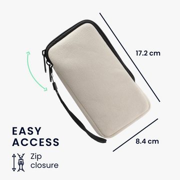 kwmobile Handyhülle Handy Tasche für Smartphones XL - 6,7/6,8" Hülle, Canvas Handyhülle mit Mikrofaser Inlay in Creme