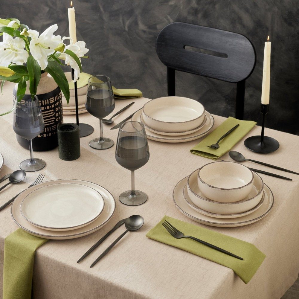 Karaca Geschirr-Set Monica 24-tlg. Tafelset für 6 Personen, Beige, Stoneware