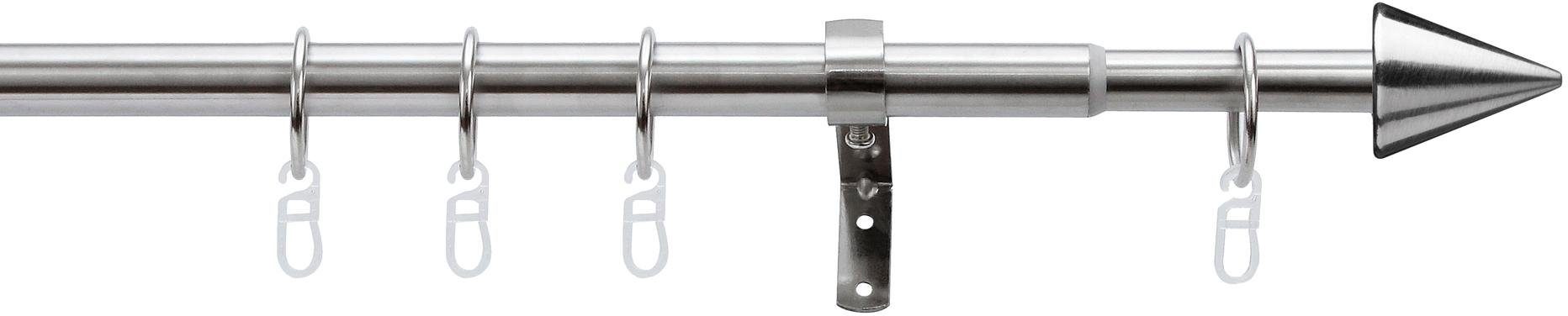Stahl, ausziehbar, stufenlos Kegel, 13 mm, verstellbare Gardinenstange indeko, Ø Teleskopstange verschraubt, 1-läufig,