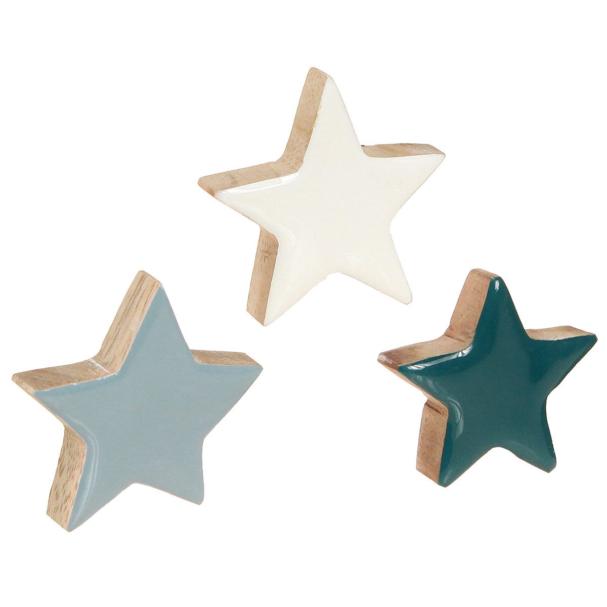 Viana Weihnachtsmann Holzsterne Tischdeko Weihnachten Weiß Blau Türkis 5cm 12 Stk