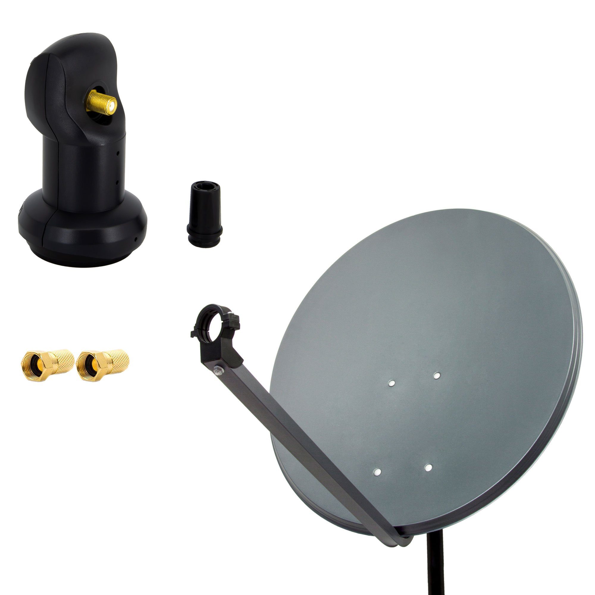 60cm Satellitenschüssel Stahl Anthrazit SAT Single LNB F-Stecker SAT-Antenne
