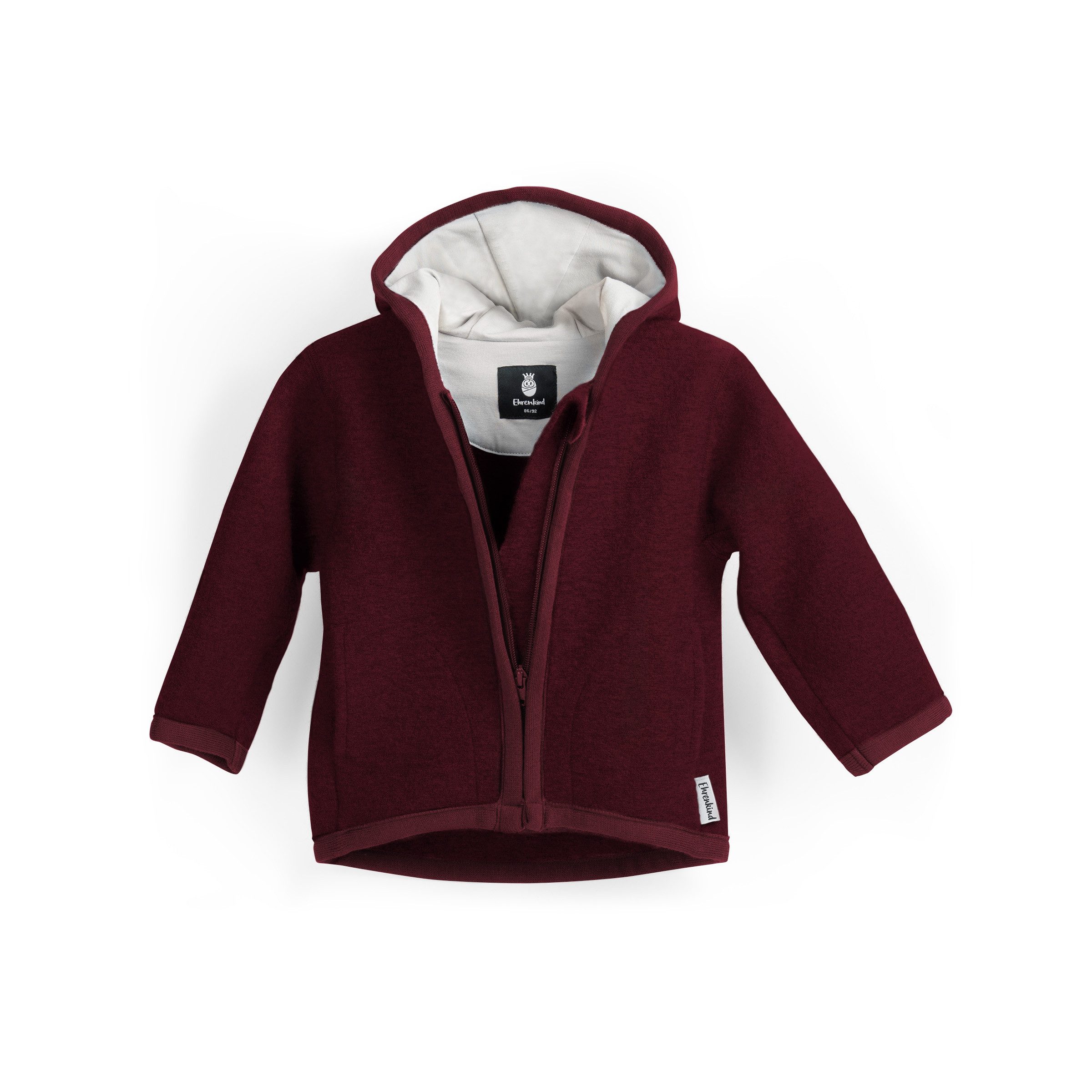 Ehrenkind Walkjacke, Jacke für Kinder aus Merino Schurwolle mit Reißverschluss (aus hochwertiger Walkwolle, atmungsaktiv und temperaturausgleichend) Jacke für Jungen und Mädchen