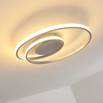 hofstein Deckenleuchte »Apagni« dimmbare Deckenlampe aus Metall in Silber/Weiß, 3000 Kelvin, 24 Watt, dimmbar über Lichtschalter, mit tollem Lichteffekt