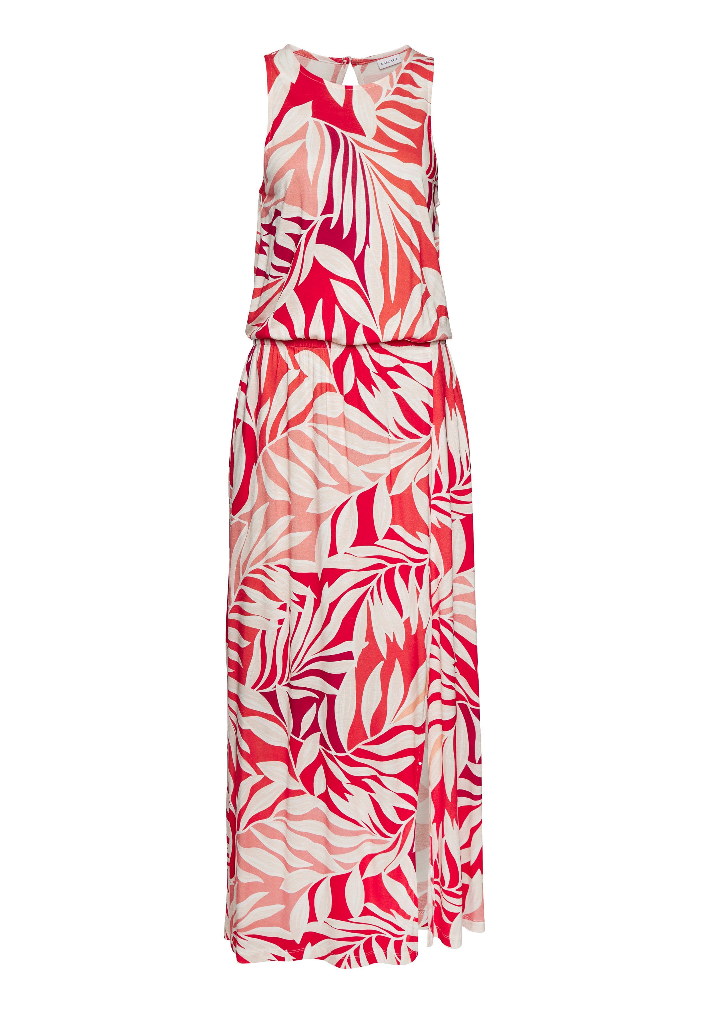 LASCANA Maxikleid mit Alloverdruck und Schlitz, günstig online kaufen