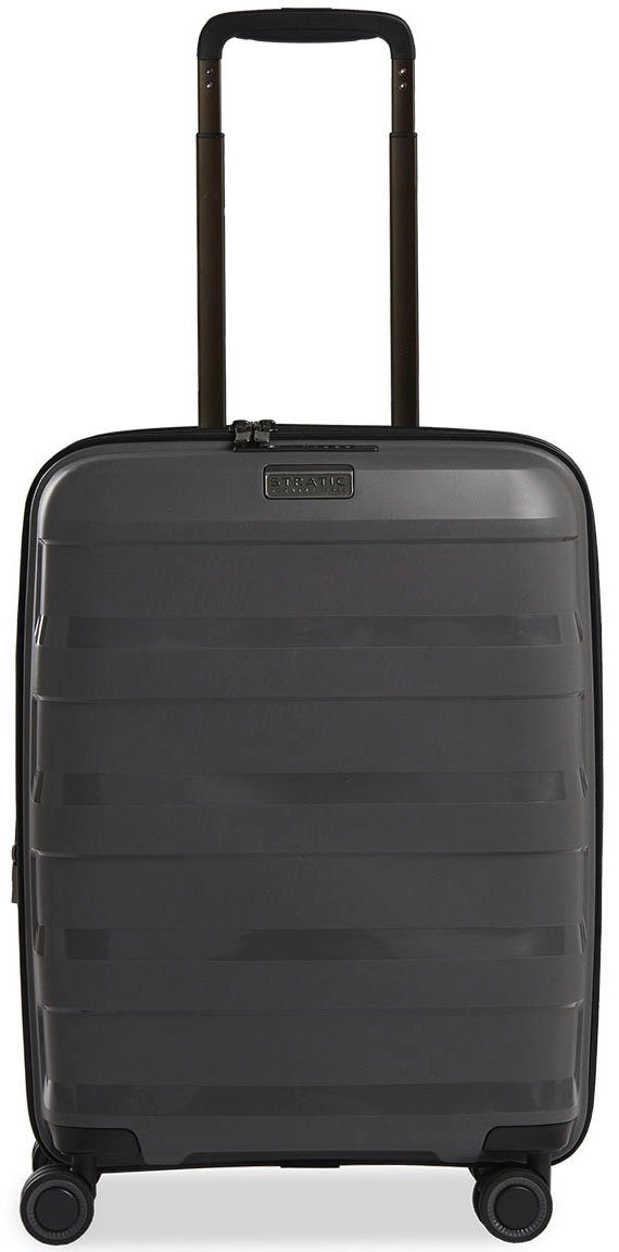 Stratic Hartschalen-Trolley Straw + S, dark grey, 4 Rollen, Handgepäck Reisekoffer Reisegepäck TSA-Zahlenschloss