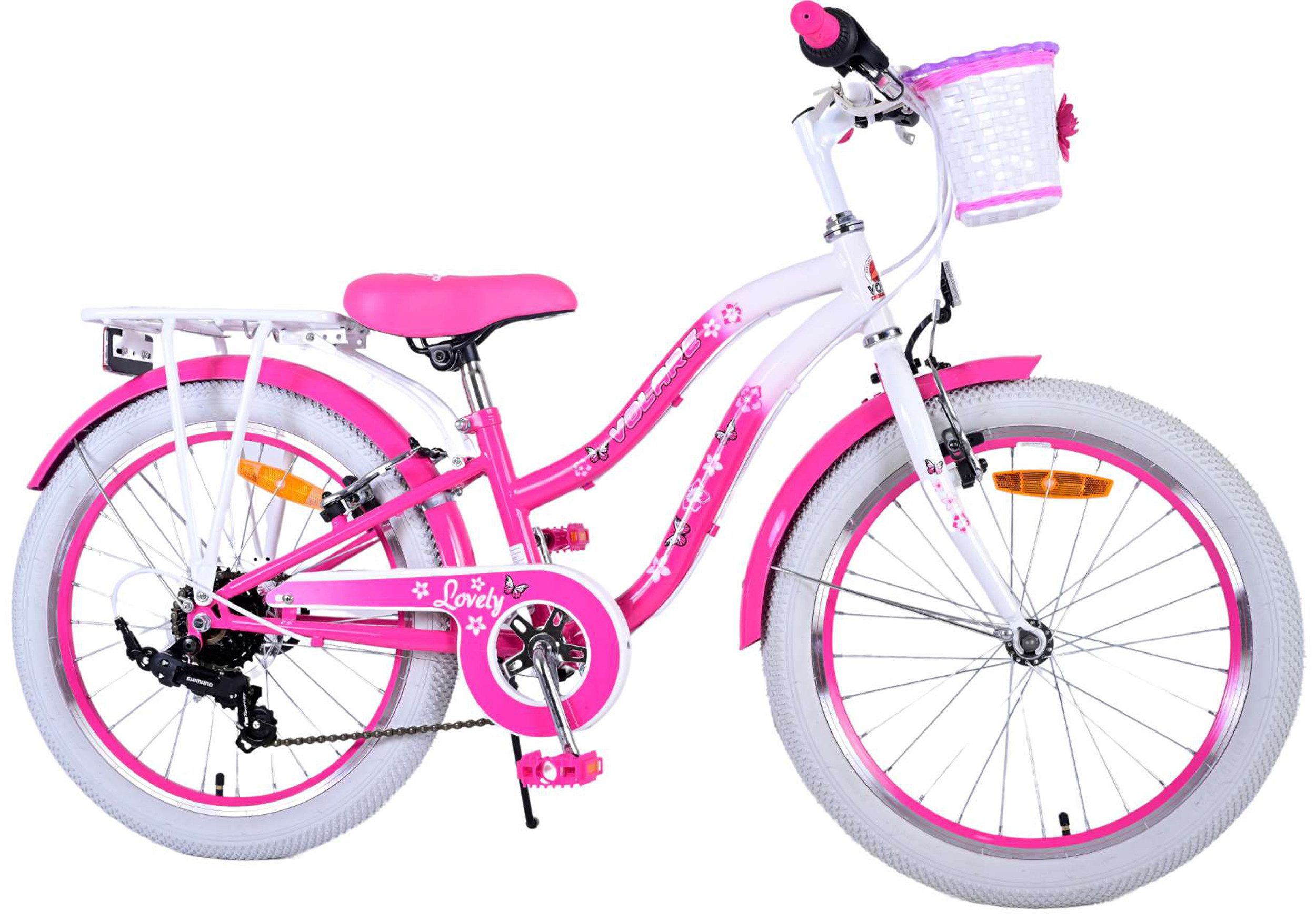 TPFSports Kinderfahrrad Volare Lovely mit 2 Handbremsen, 7 Gang, (Mädchen Fahrrad - Rutschfeste Sicherheitsgriffe), Kinder Fahrrad 20 Zoll mit Ständer Laufrad Mädchen Kinderrad