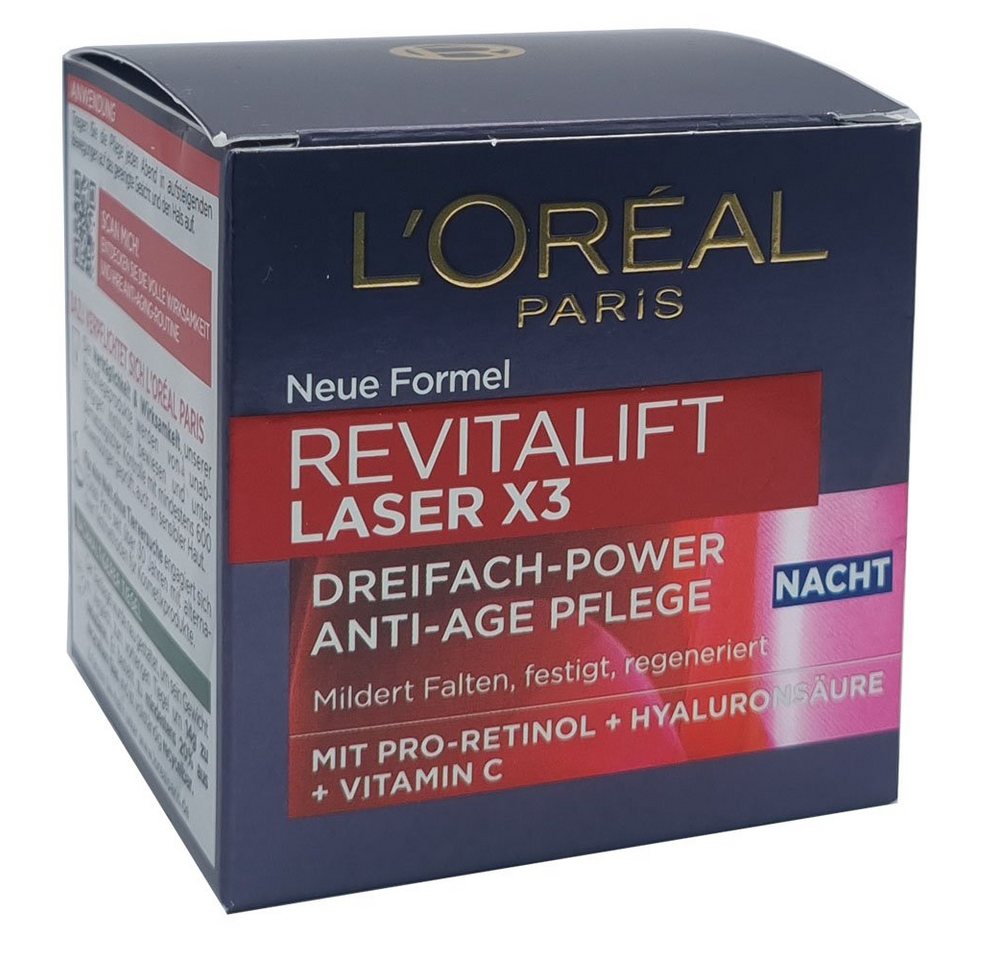 L'ORÉAL PARIS Anti-Aging-Creme Anti Age Nachtcreme Revitalift Laser X3 50ml