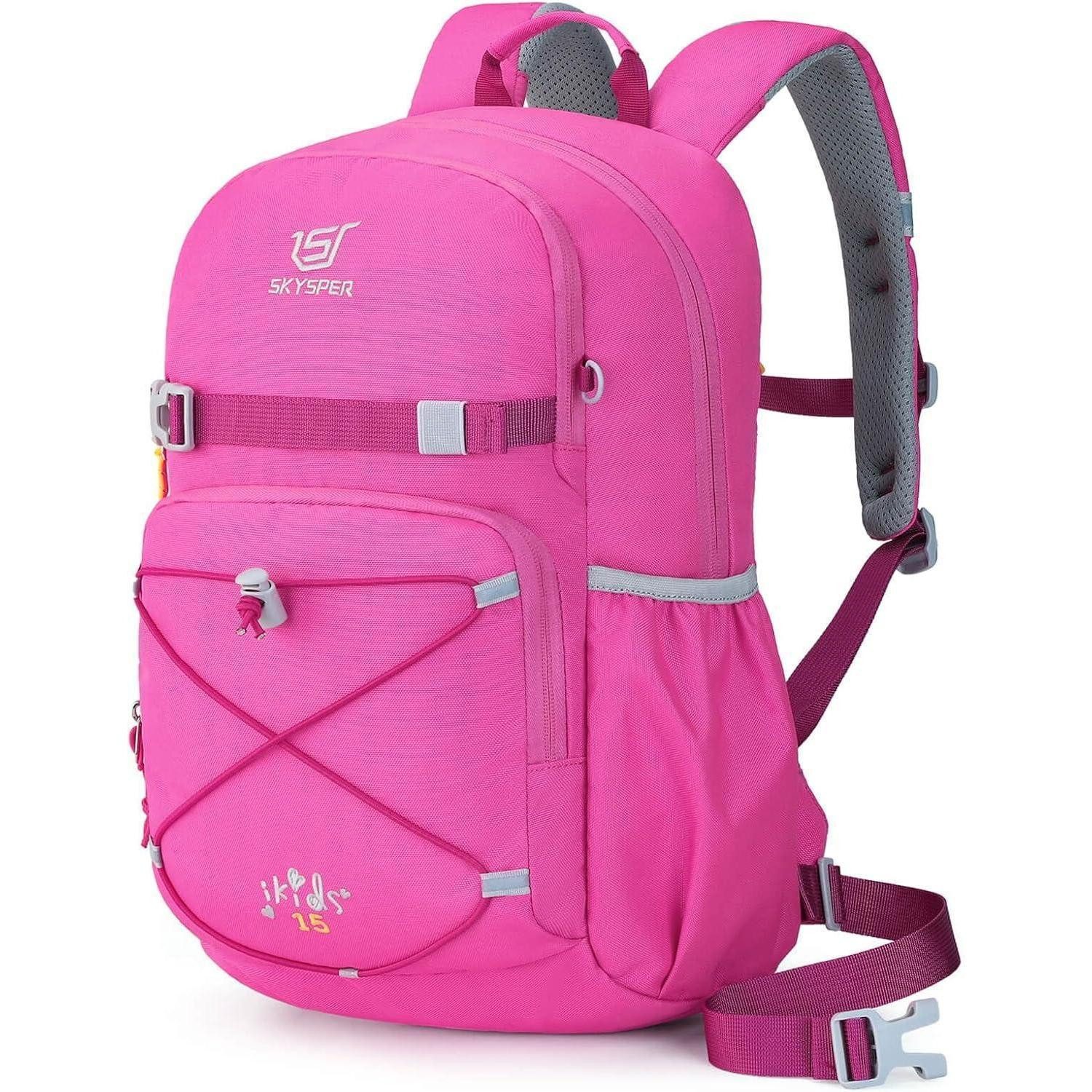 Kinderrucksack Kinderrucksack 15L Wanderrucksack Jungen Mädchen Outdoor Rosa