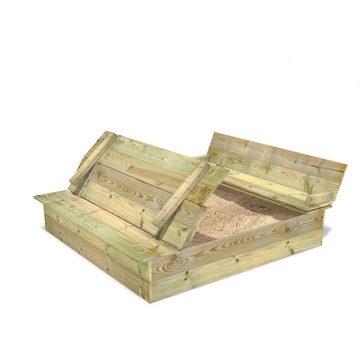 Wickey Sandkasten Flippey mit Klappdeckel - verschiedene Größen -, (Bausatz, Extrem witterungsbeständig durch Kesseldruckimprägnierung), Sitzbank