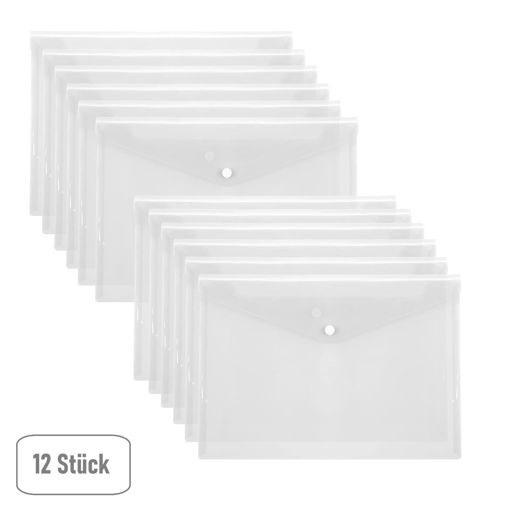 Dokumententasche Dokumententaschen 12 Stück A4 Mit Druckknopf Transparent Organisieren